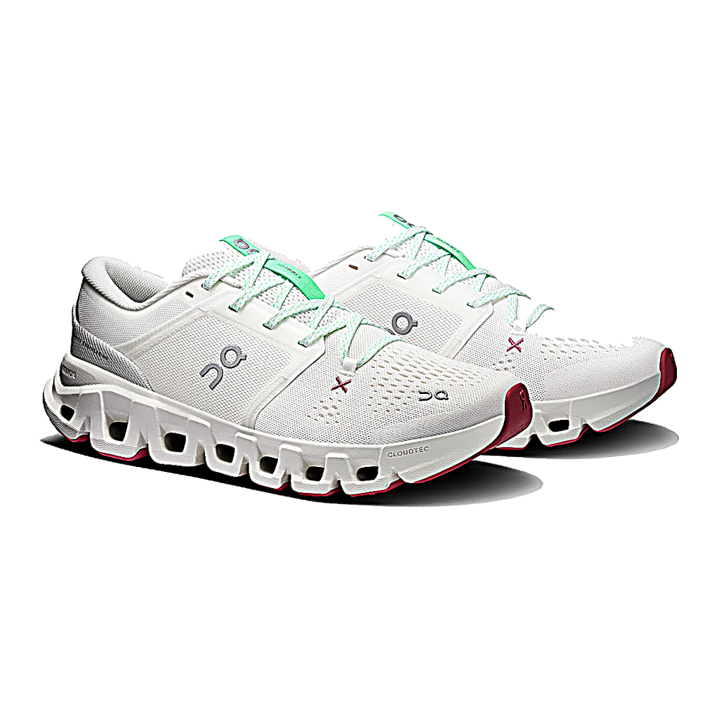 On Cloud X 5 Sneakers – White, Mint & Burgundy