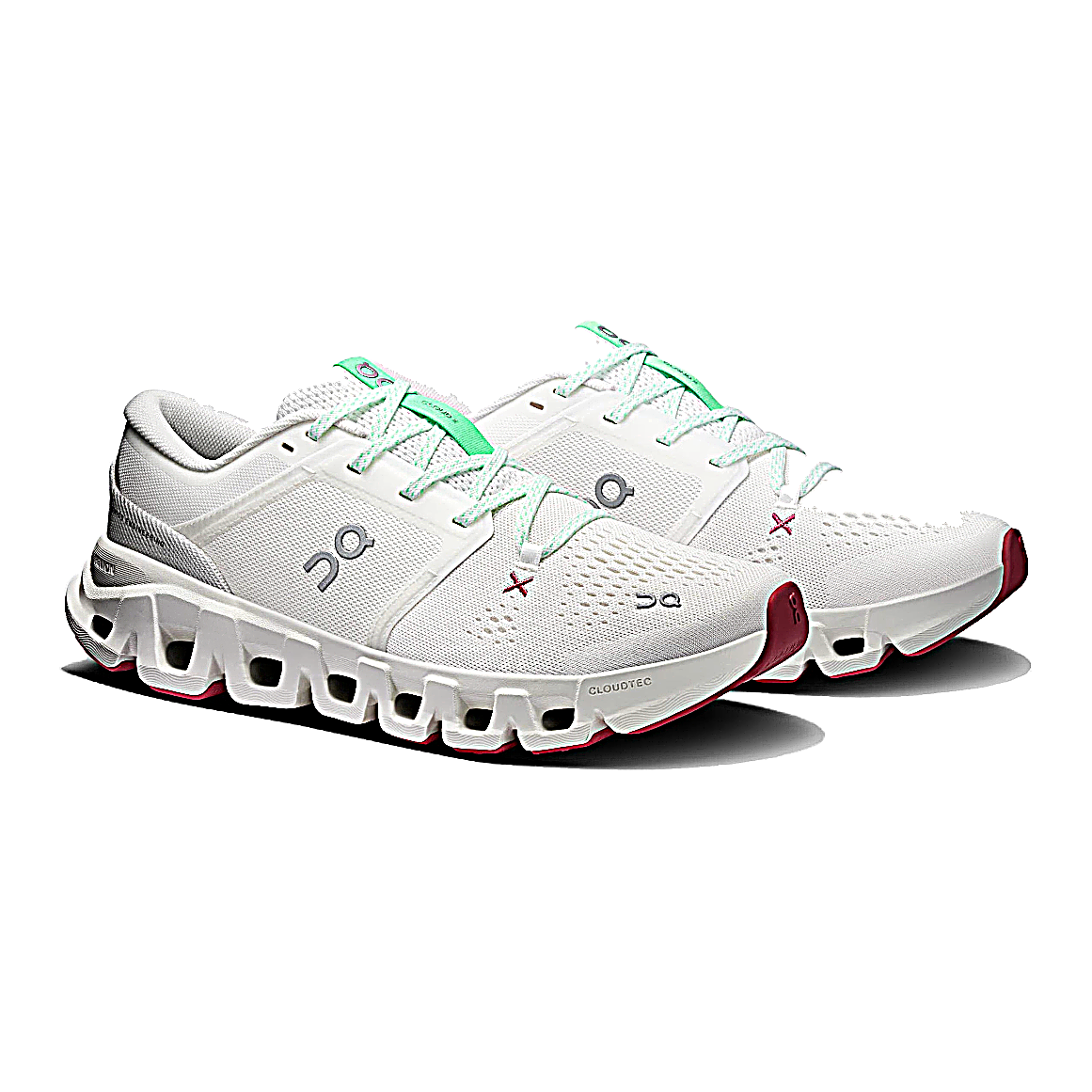 On Cloud X 5 Sneakers – White, Mint & Burgundy