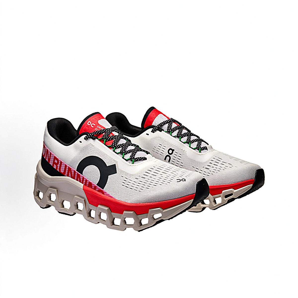 On Cloudmonster Sneakers – White, Red & Black
