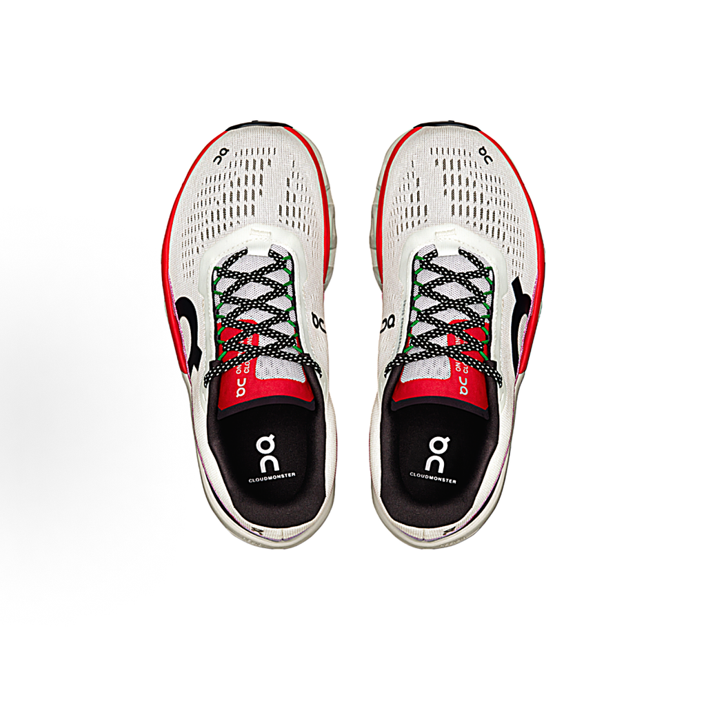 On Cloudmonster Sneakers – White, Red & Black