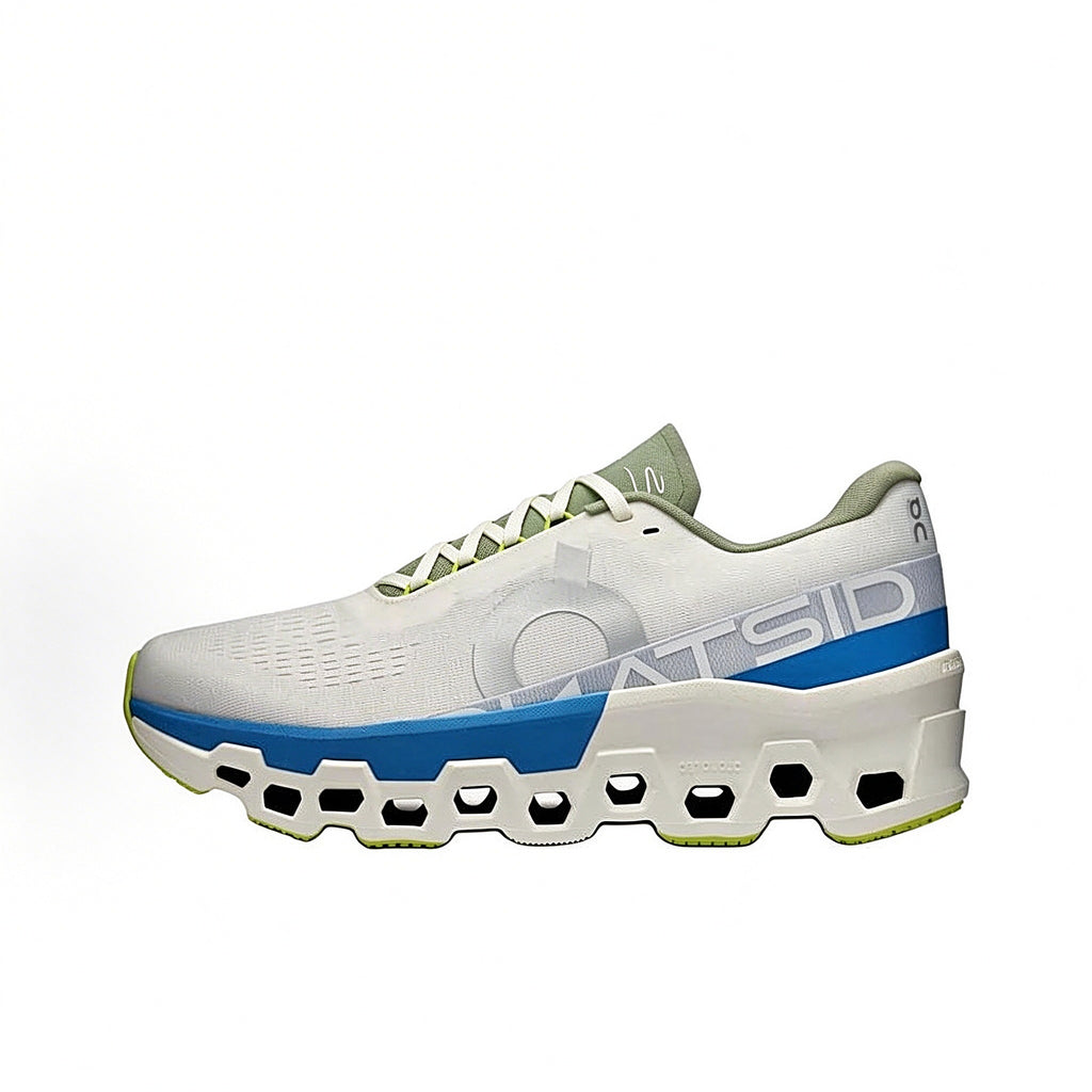 On Cloudmonster 2 Sneakers | White, Blue & Lime