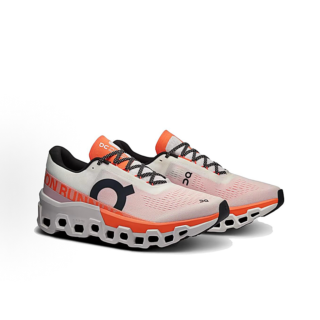 On Cloudmonster 2 Sneakers | White & Coral Orange