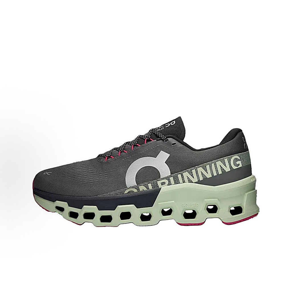On Cloudmonster 2 Sneakers - Charcoal, Mint & Pink