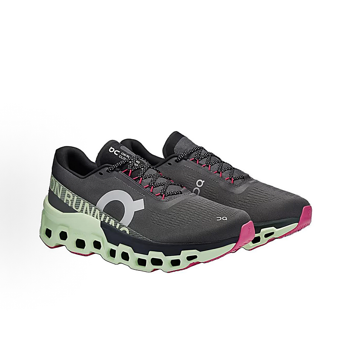 On Cloudmonster 2 Sneakers - Charcoal, Mint & Pink