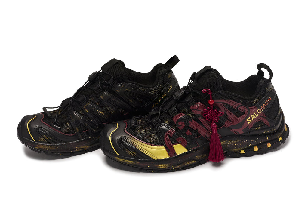 Salomon XA PRO 3D Unisex Sneakers – Black, Burgundy & Gold