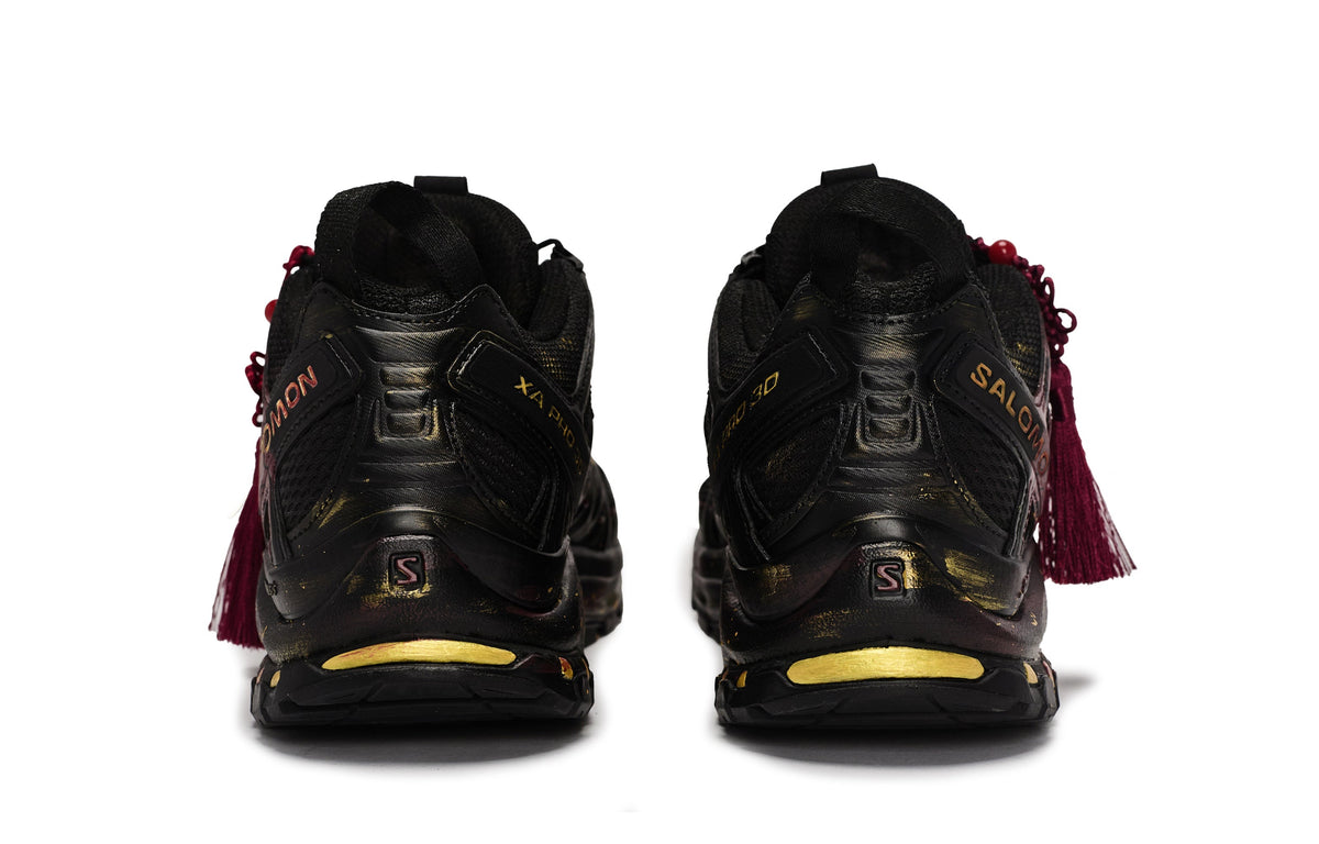 Salomon XA PRO 3D Unisex Sneakers – Black, Burgundy & Gold