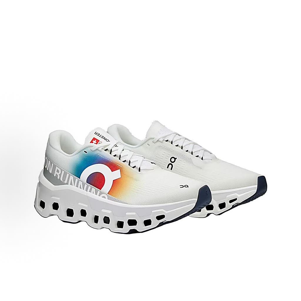 On Cloudmonster 2 Sneakers - White & Rainbow Gradient