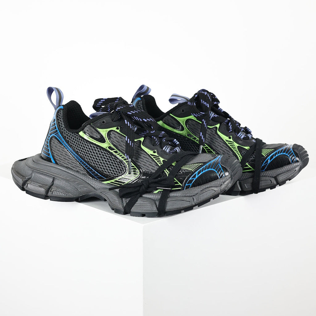 Balenciaga 3XL Layered Mesh Sneakers Black Green product view 3