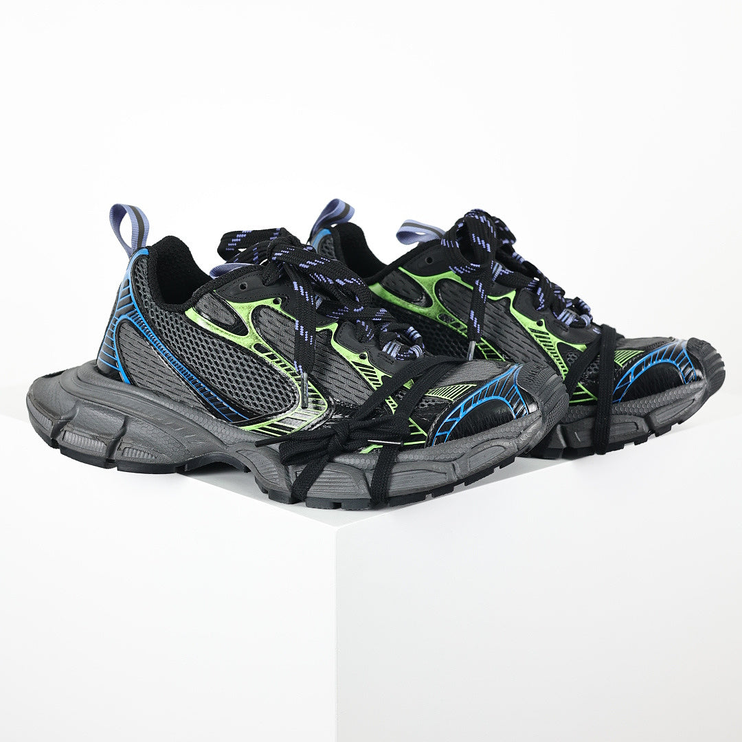 Balenciaga 3XL Layered Mesh Sneakers Black Green product view 3