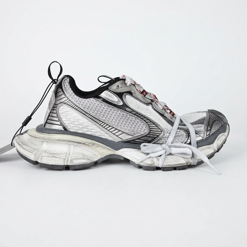 Balenciaga 3XL white and black sneakers on white background, view 3