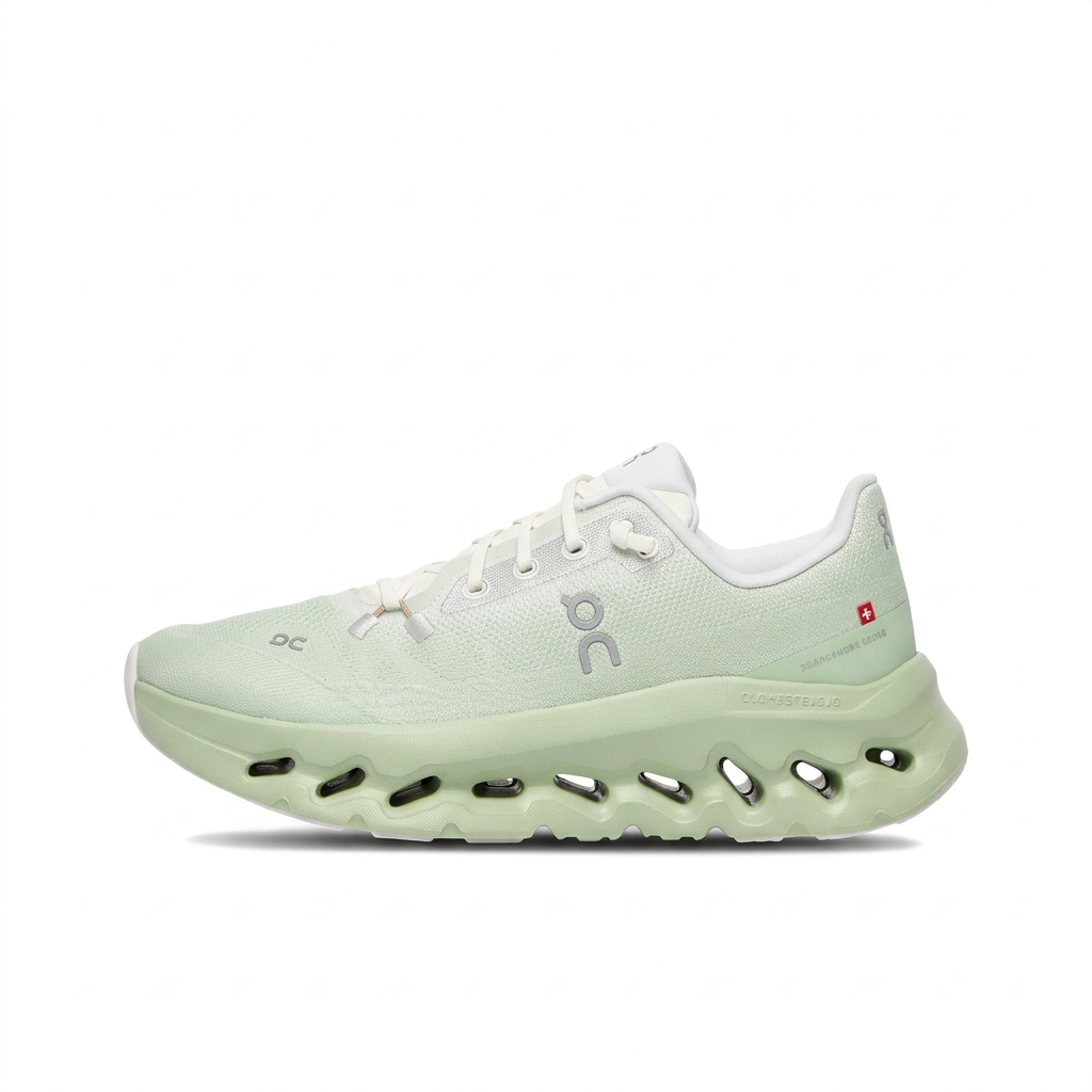 Mint green and white On Cloudtilt sneaker side view on white background