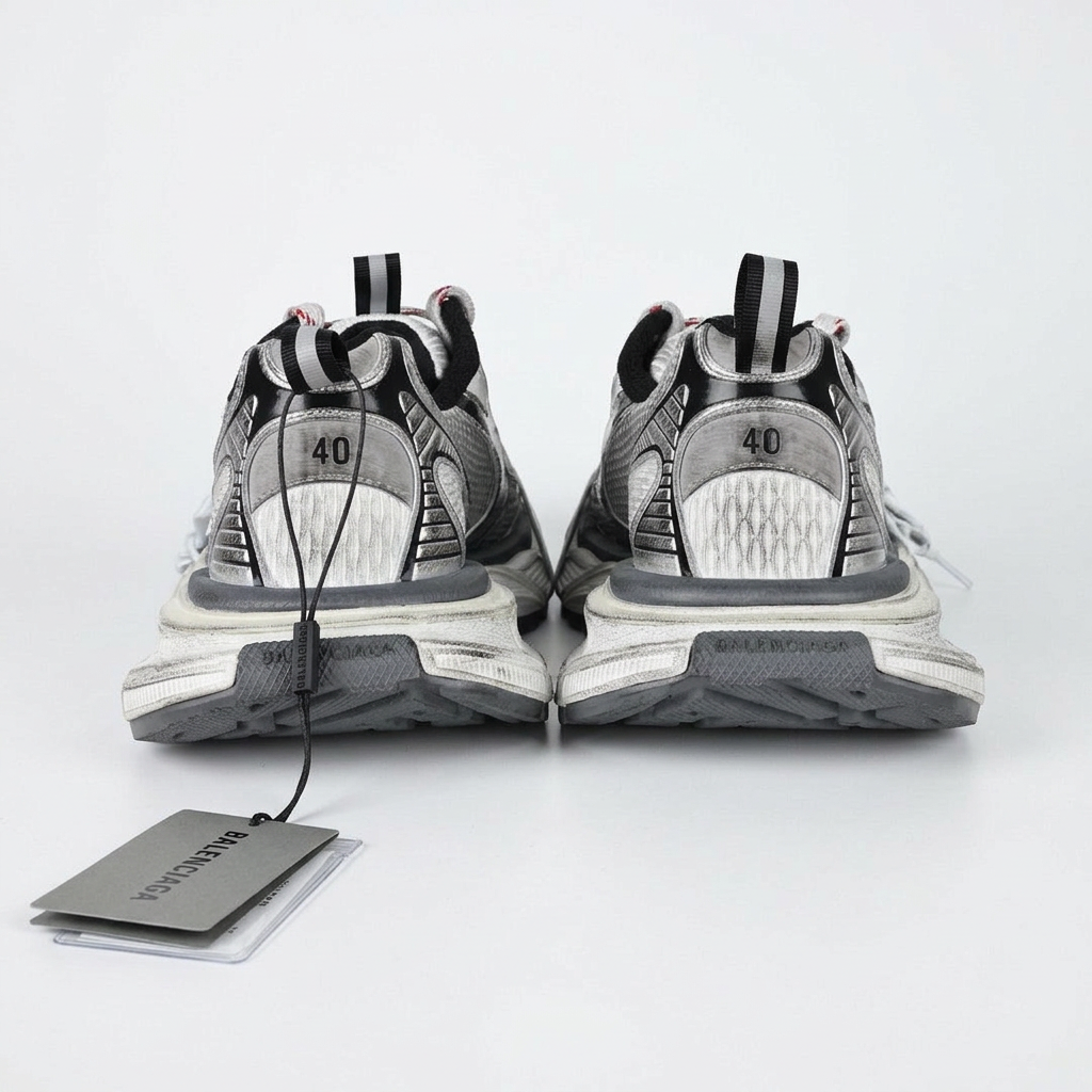 Balenciaga 3XL white and black rear view on white background