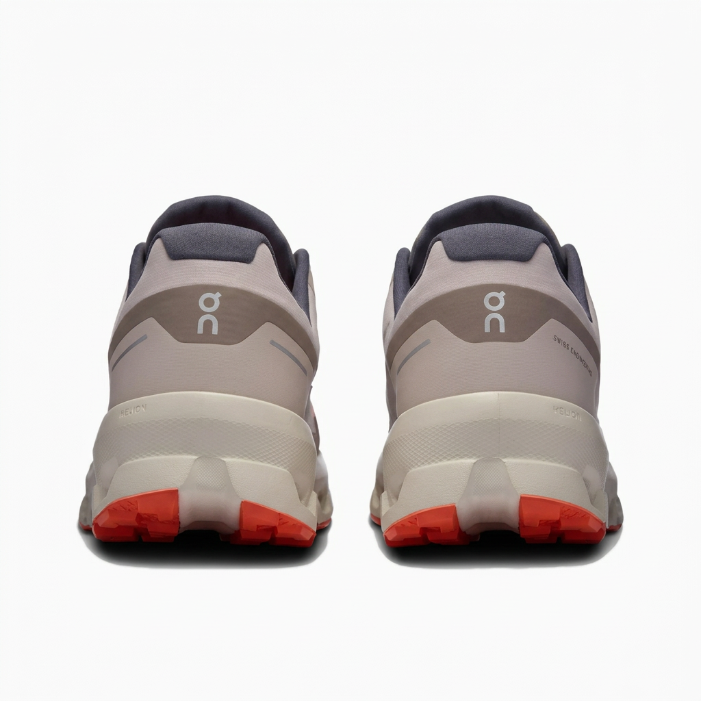 Greige and taupe On Cloudvista 2 sneakers rear view on white background