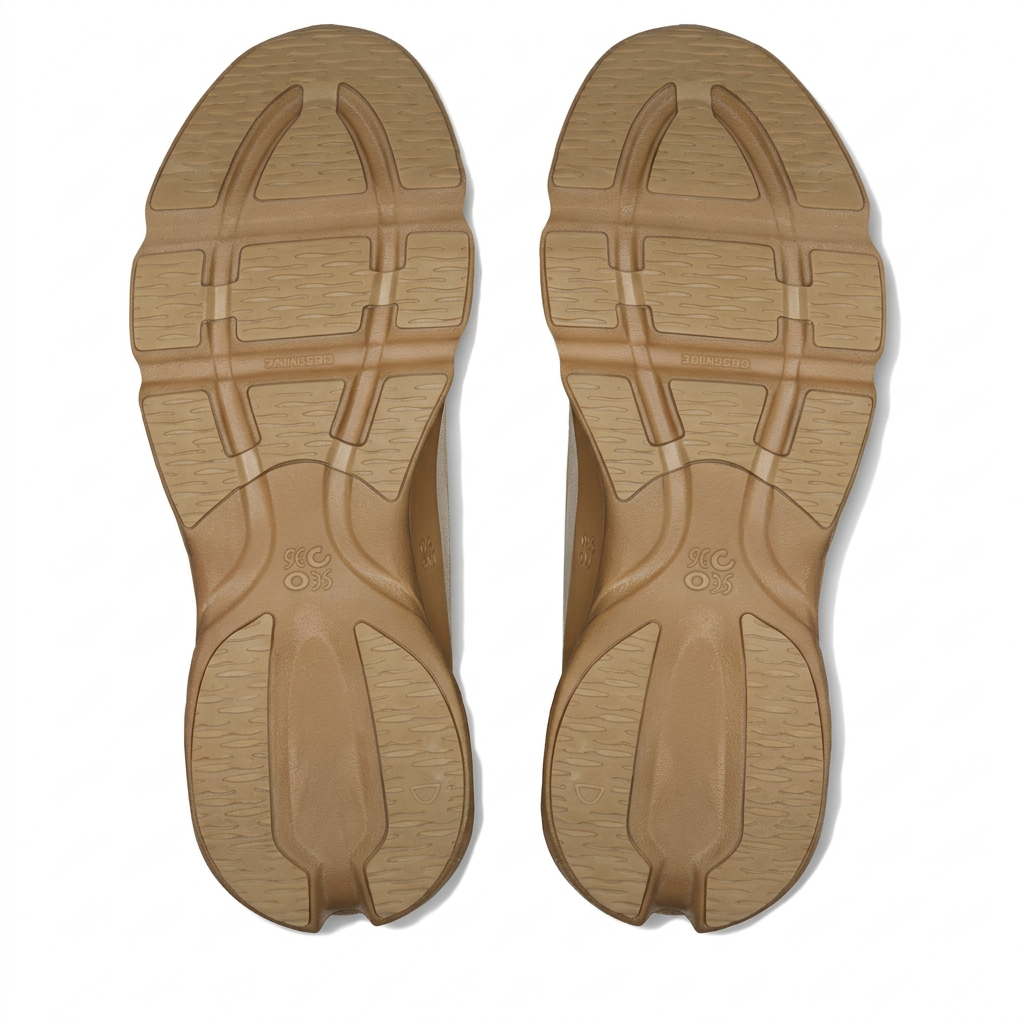 Tan LOEWE x On Cloudsolo outsoles on white background