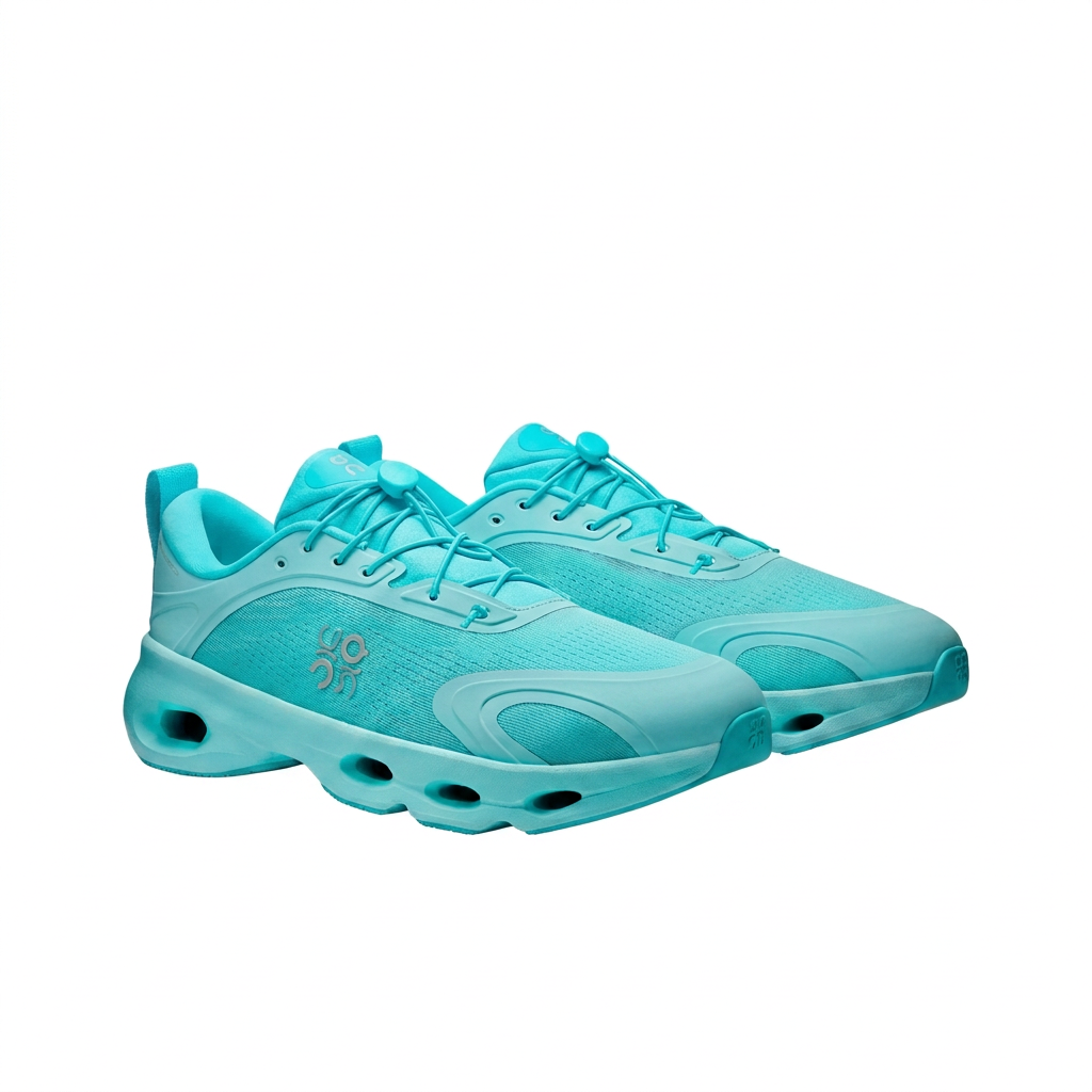 LOEWE x On Cloudsolo mint turquoise sneakers three-quarter view