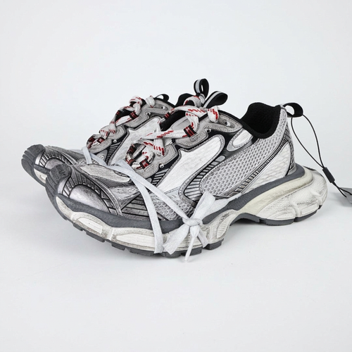 Balenciaga 3XL white and black sneakers on white background, view 2