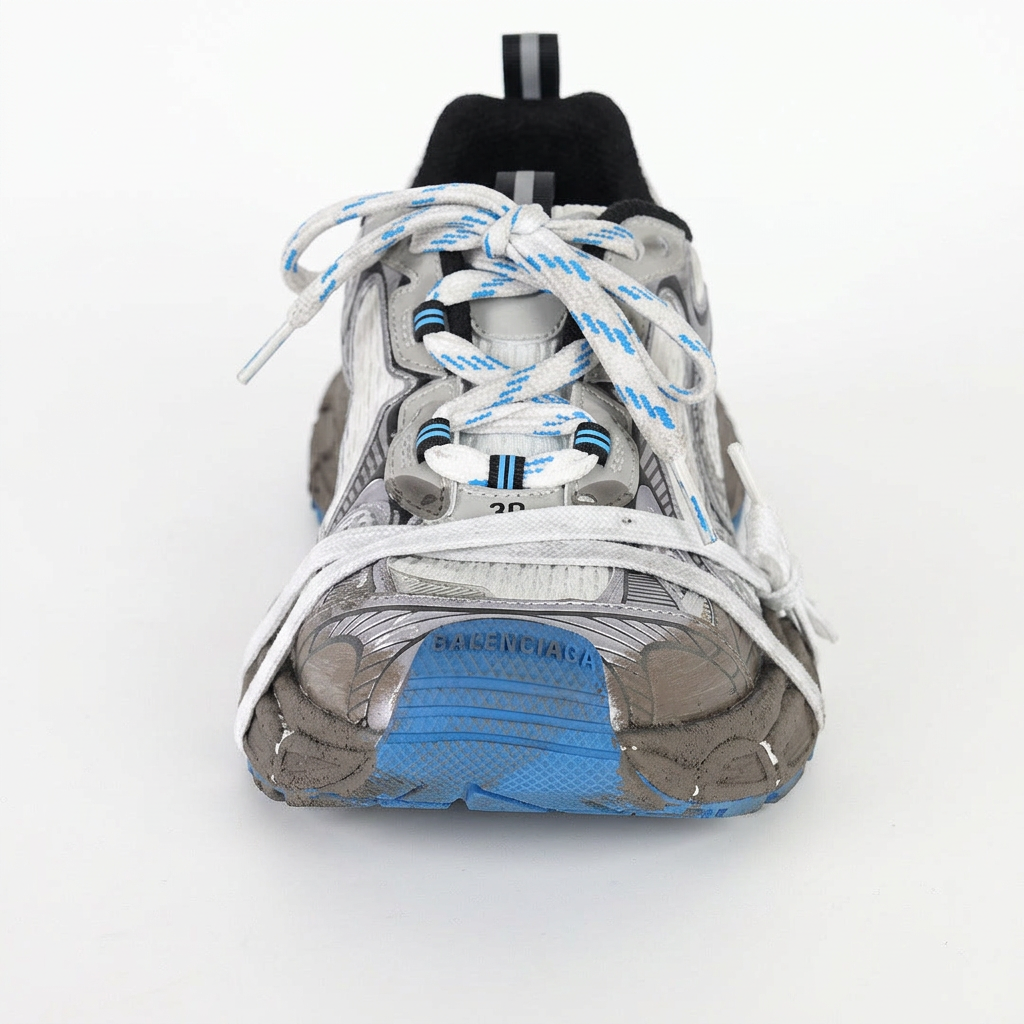 Balenciaga 3XL blue toe detail on white background