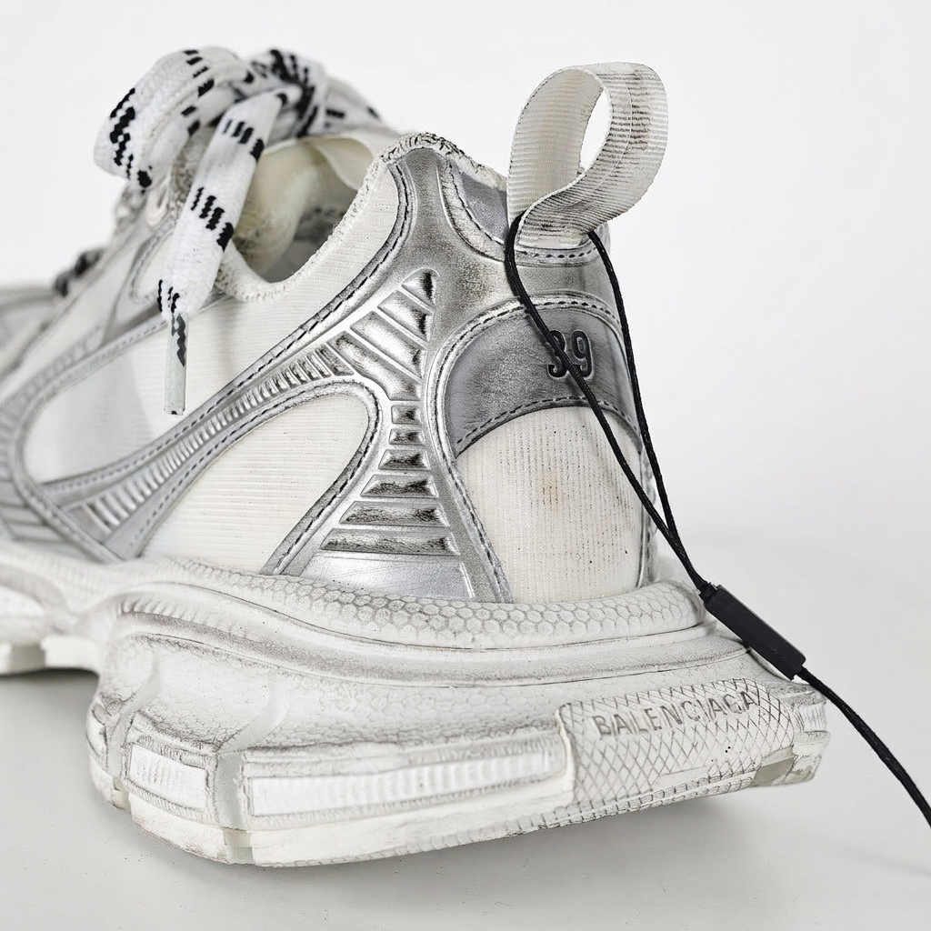 Balenciaga 3XL heel detail on white background