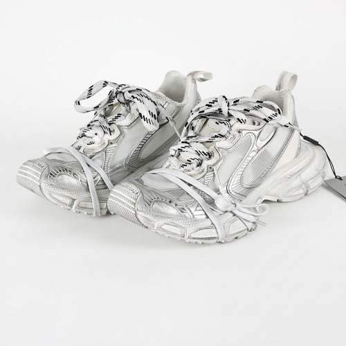 Balenciaga 3XL white and silver sneakers on white background, view 2