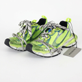 Balenciaga 3XL neon green and blue sneakers on white background, view 2
