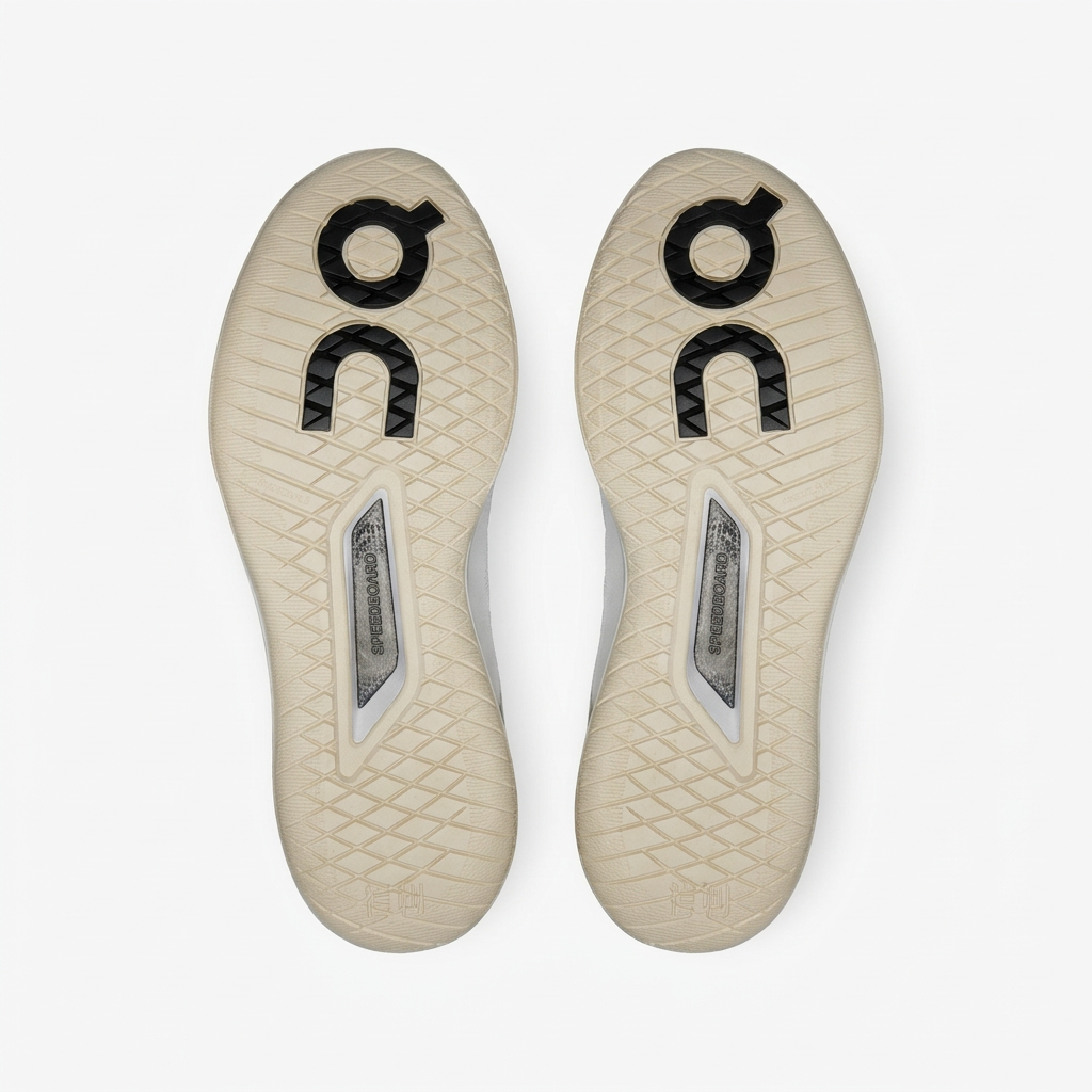 Cream On sneaker outsoles on white background