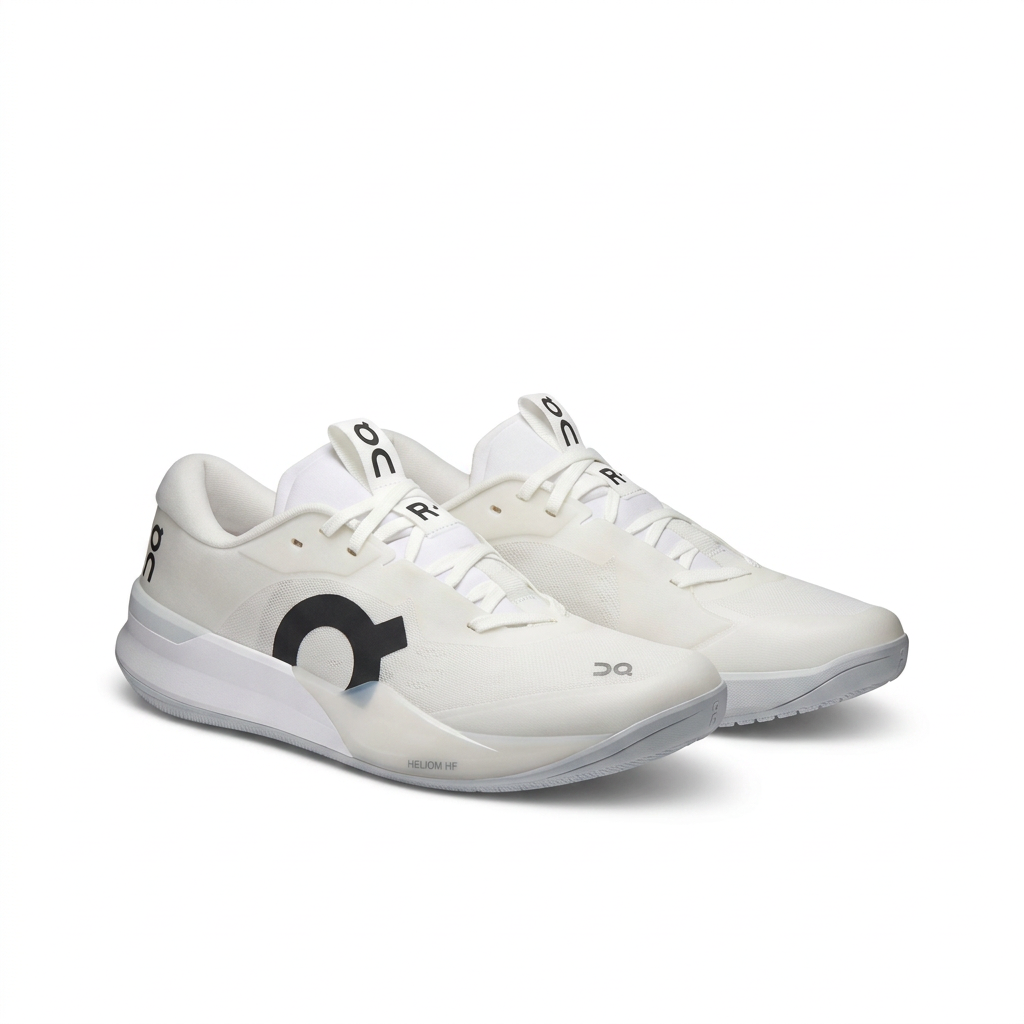 White On sneakers three-quarter view on white background