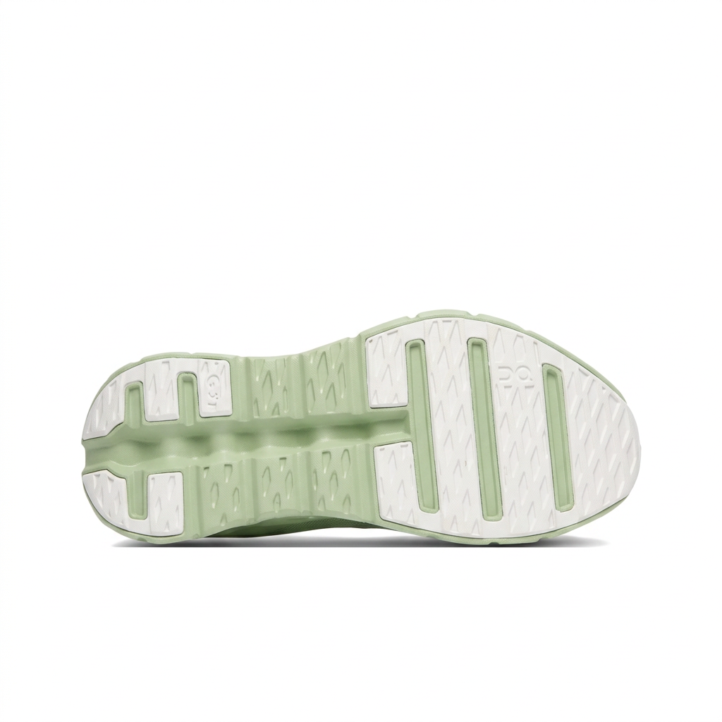 Mint green and white On Cloudtilt outsole on white background
