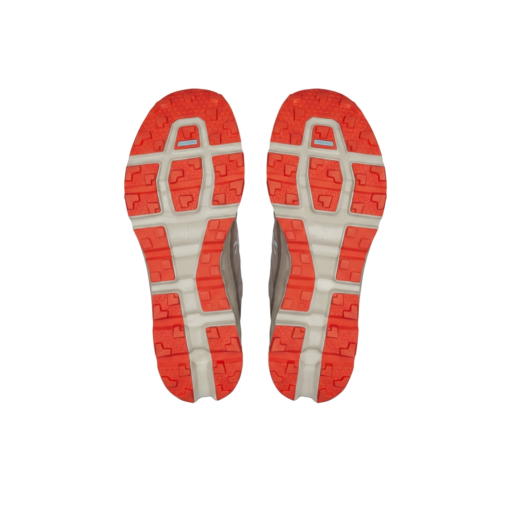 On Cloudvista 2 red-orange and off-white outsoles on white background