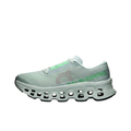 On Cloudmonster 3 ice blue and mint green sneaker, left-facing side view on white