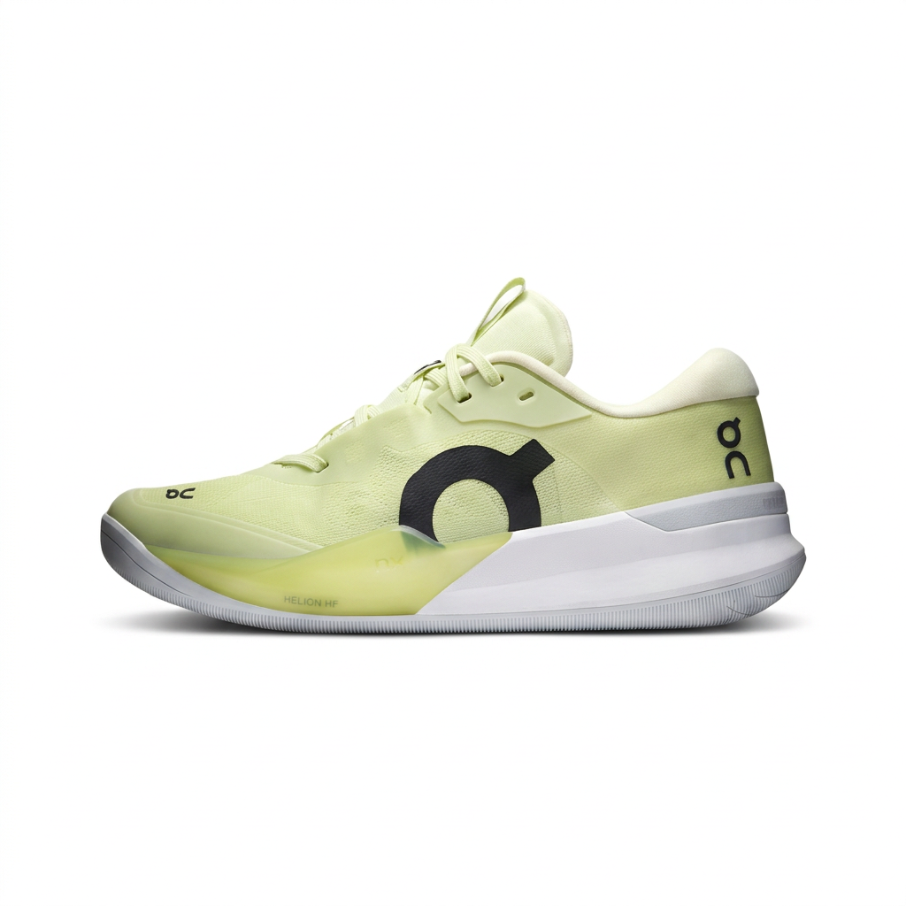 On THE ROGER Pro 3 pale yellow and black sneaker, left-facing side view on white