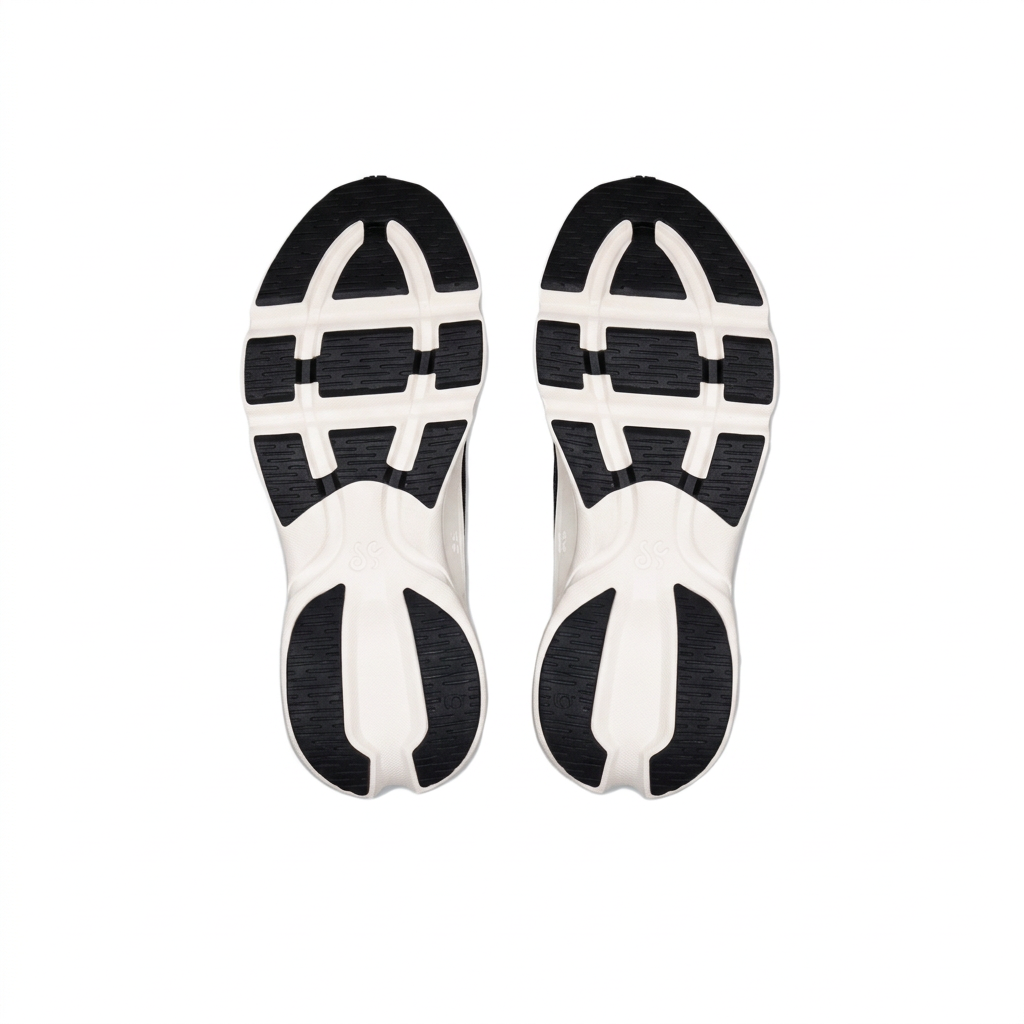 Black and off-white LOEWE x On Cloudsolo outsoles on white background