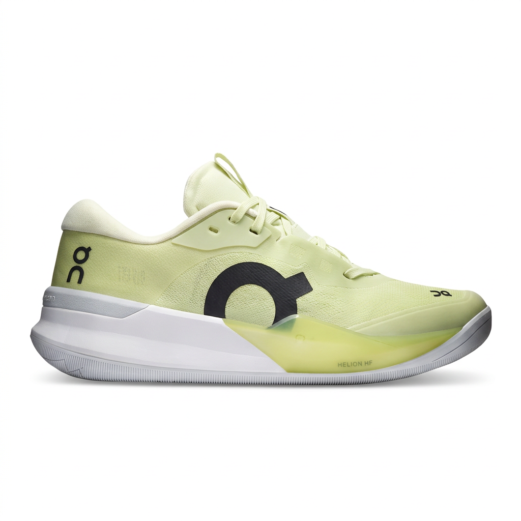 On THE ROGER Pro 3 pale yellow and black sneaker, right-facing side view on white